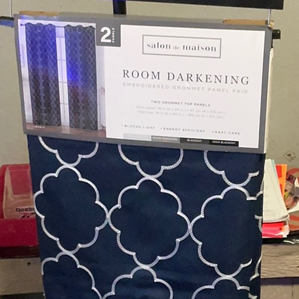 Salon de Maison Navy Room Darkening Curtains